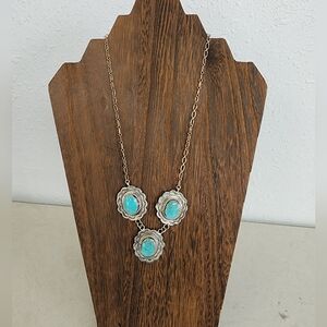 Native America Navajo Sterling Silver Turquoise Necklace By Gwendolyn Burnside